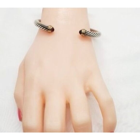 David Yurman Sterling Silver 925 14K Yellow Gold Pink Stone - Picture 2 of 10